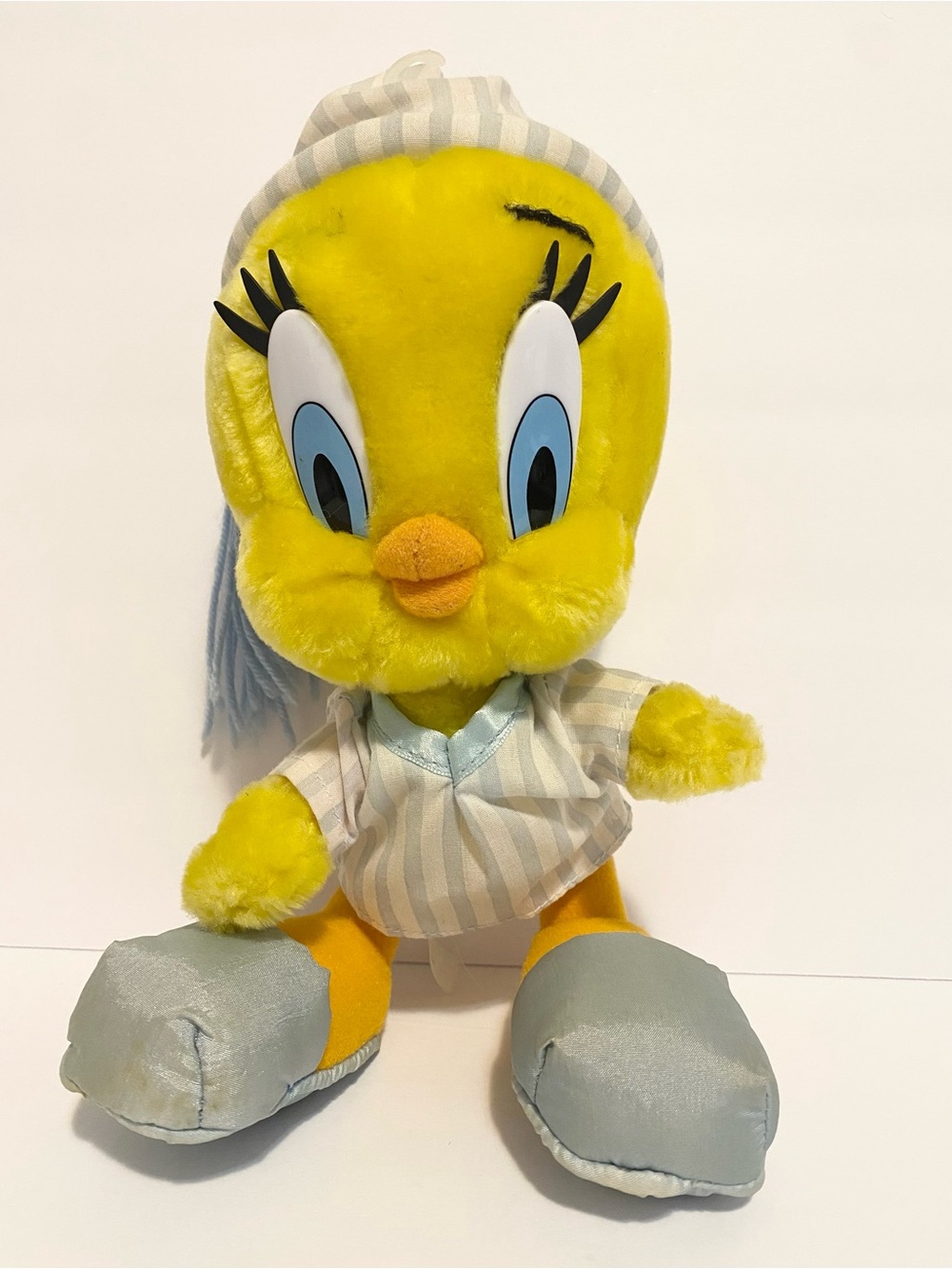 Vintage Looney Tunes Tweety Bird Plush Night Time Pajama Slippers Stuffed Toy
